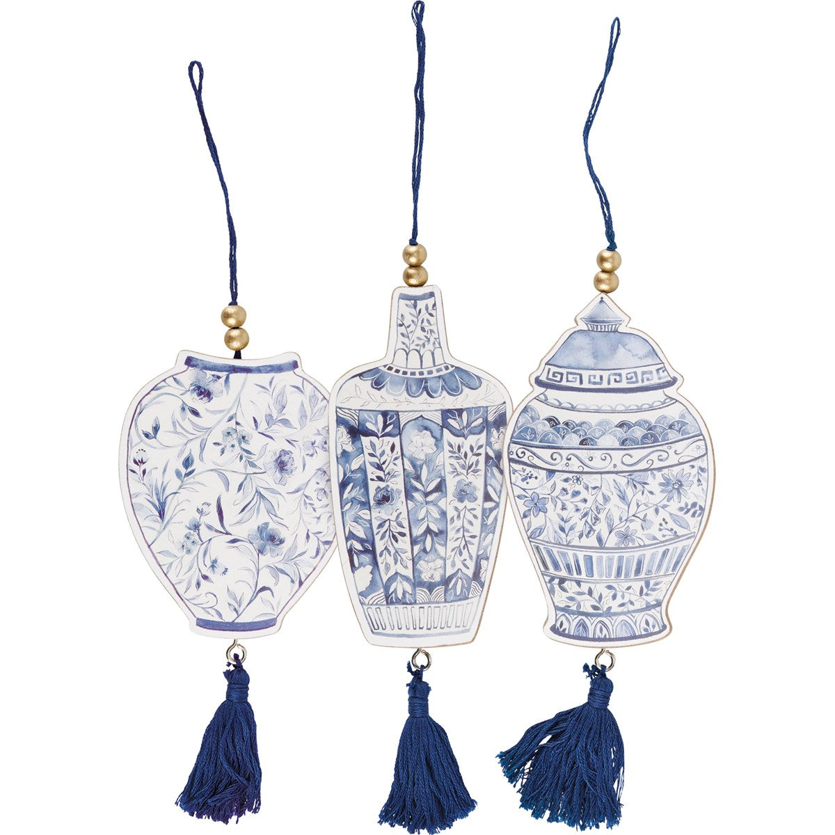 Blue Jars Ornament Set