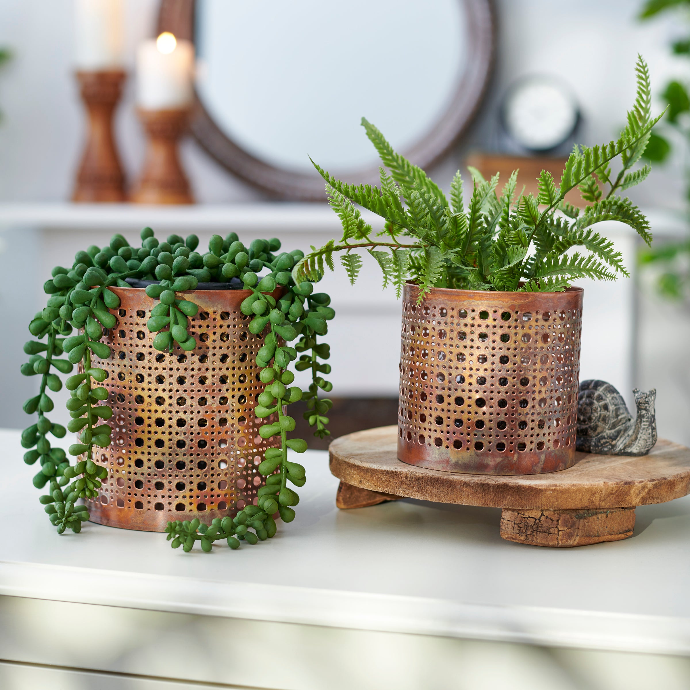 Copper Patina Planter Set