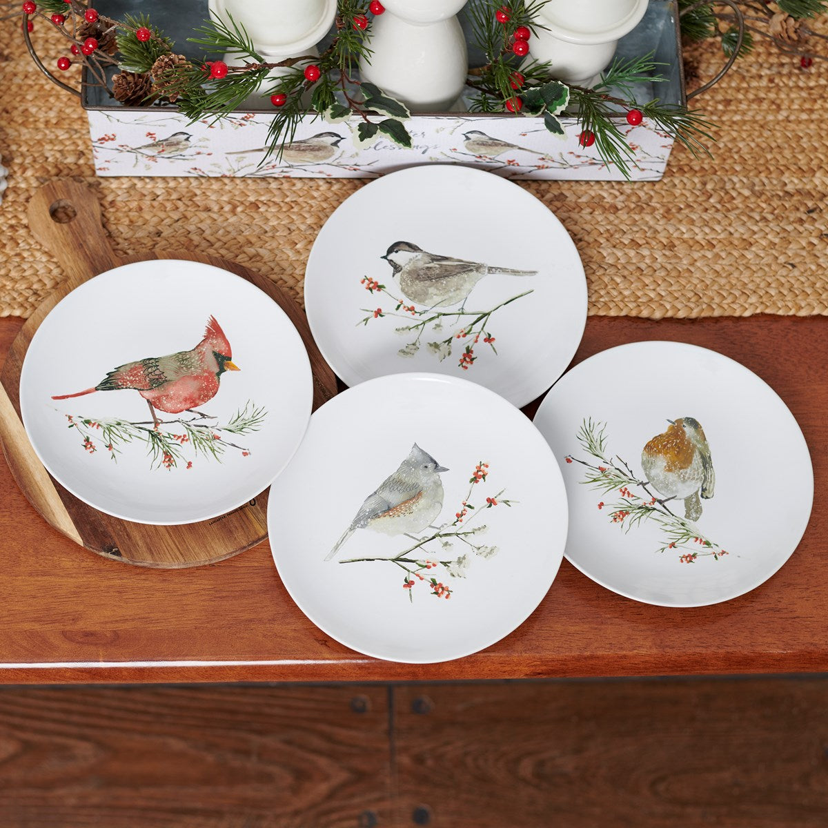 Winter Birds Plate Set of 4