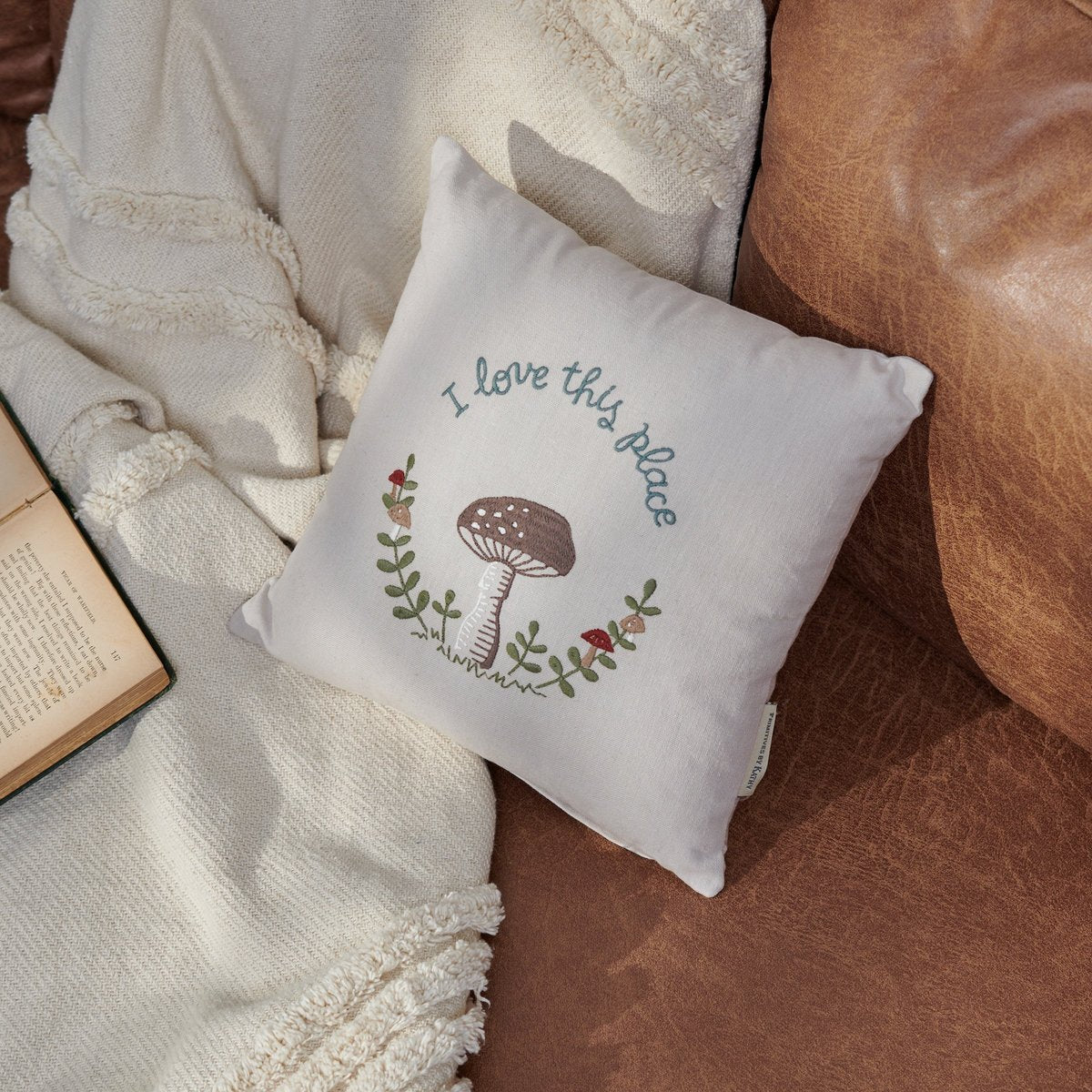 Love This Place Embroidered Pillow