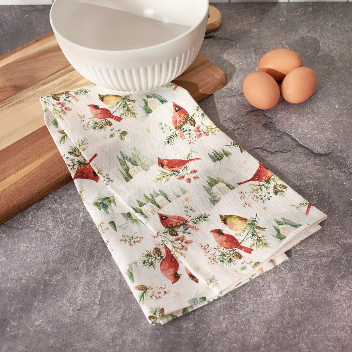 Winter Cardinals- Dish Towel