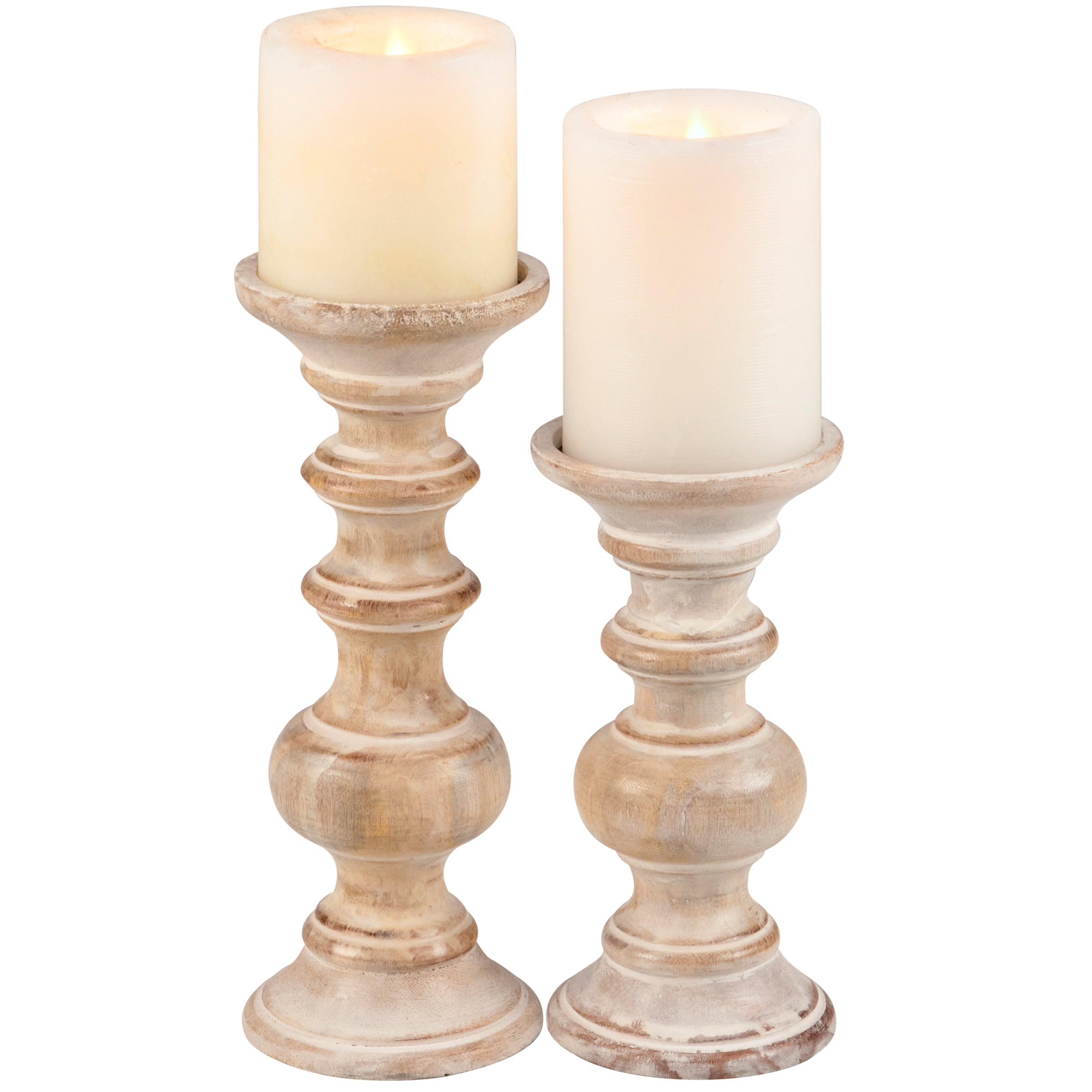 Whitewash Candle Holder Set