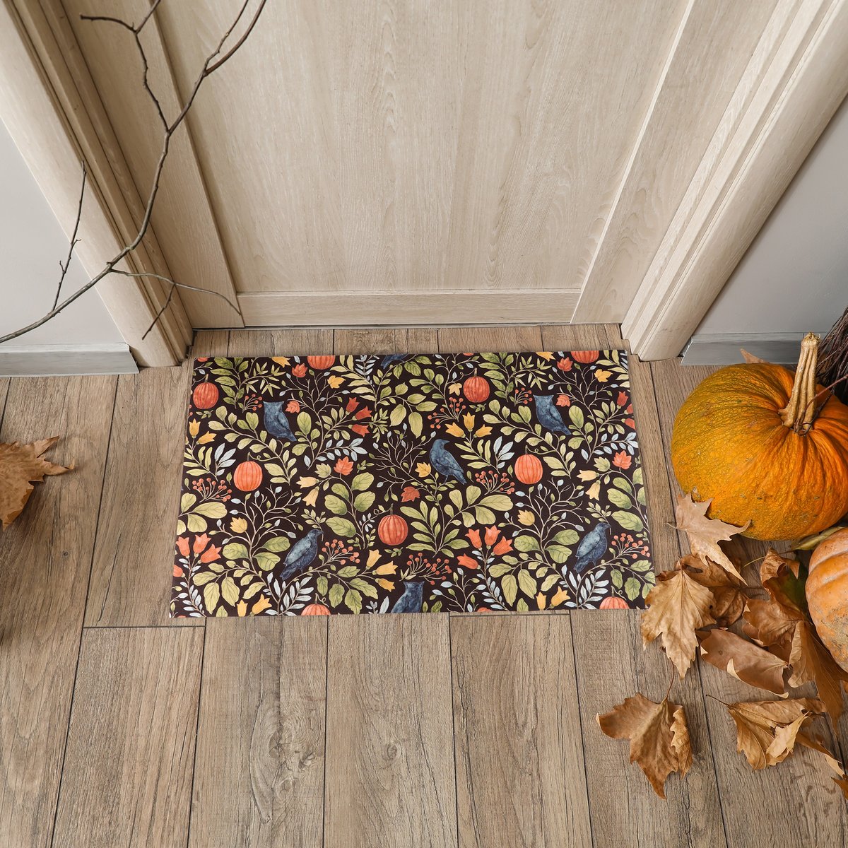 Floral Halloween Indoor/Outdoor Rug