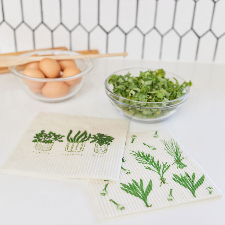 Herb Green - Dishcloth Set of 2