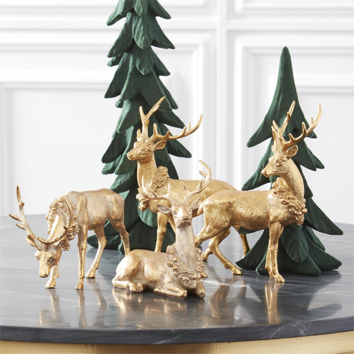 Antiqued Gold Resin Deer