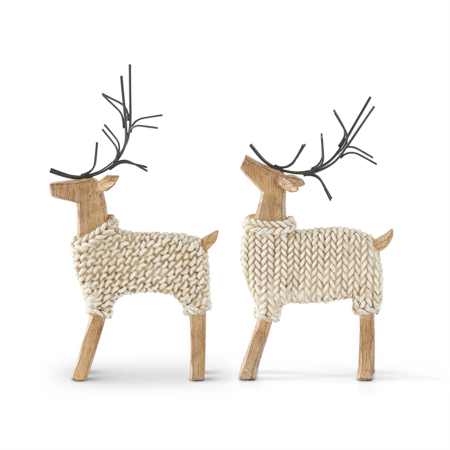 Resin Deer with Cream Sweaters - Set of 2