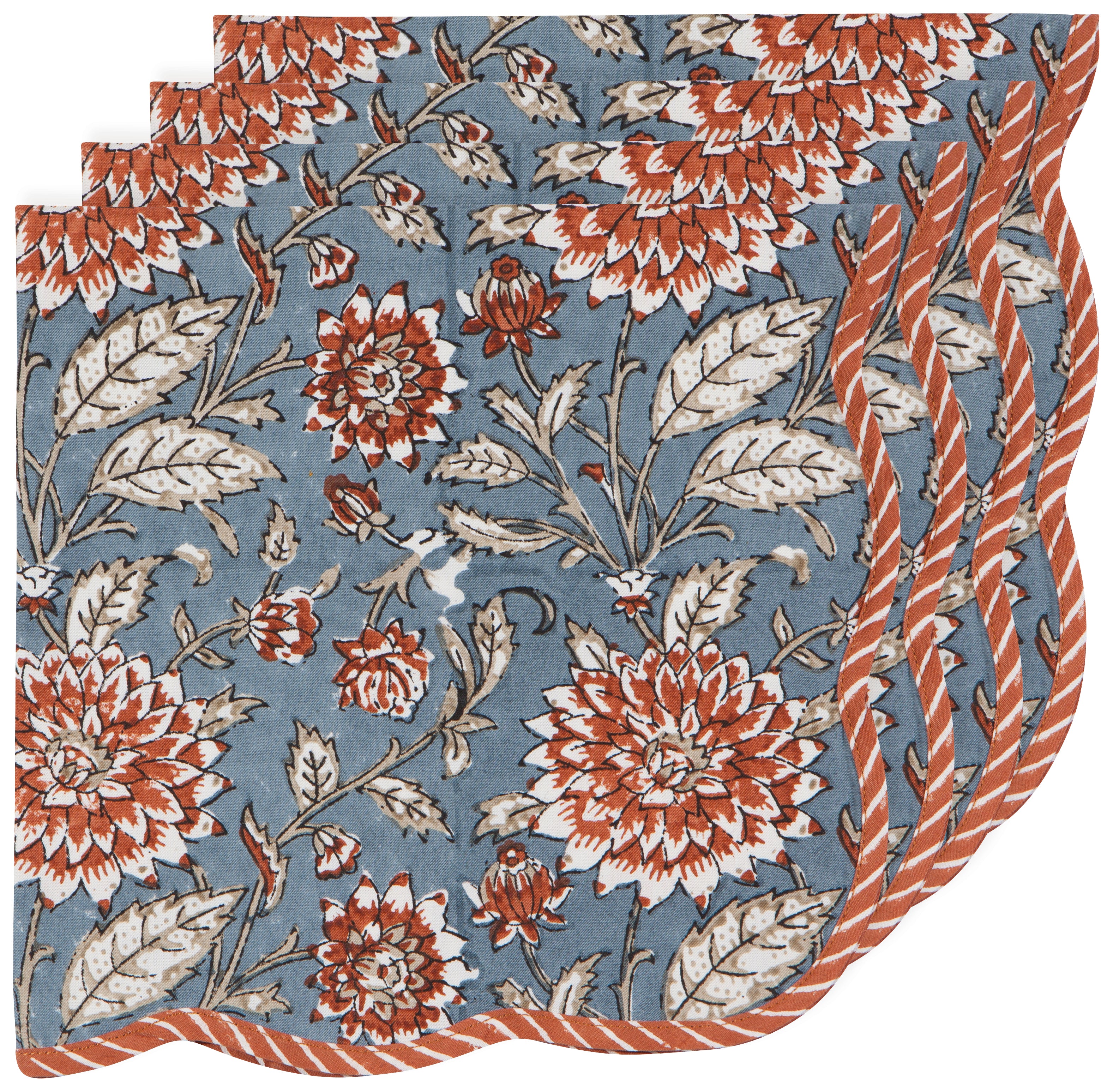Block Print Napkins Set of 4 - Dahlia Cinnamon
