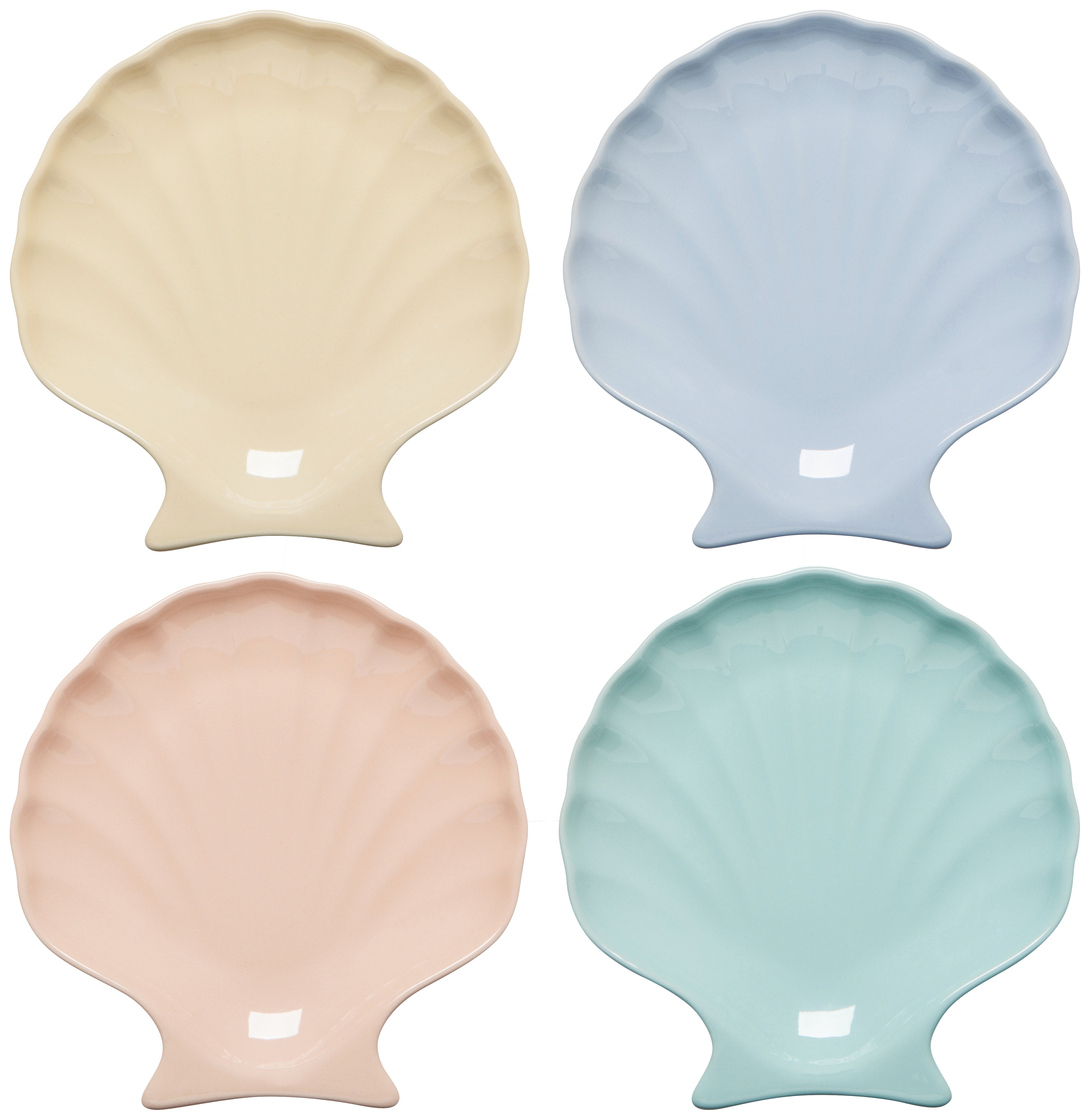 Seaside Shells Appetizer Plates Set of 4