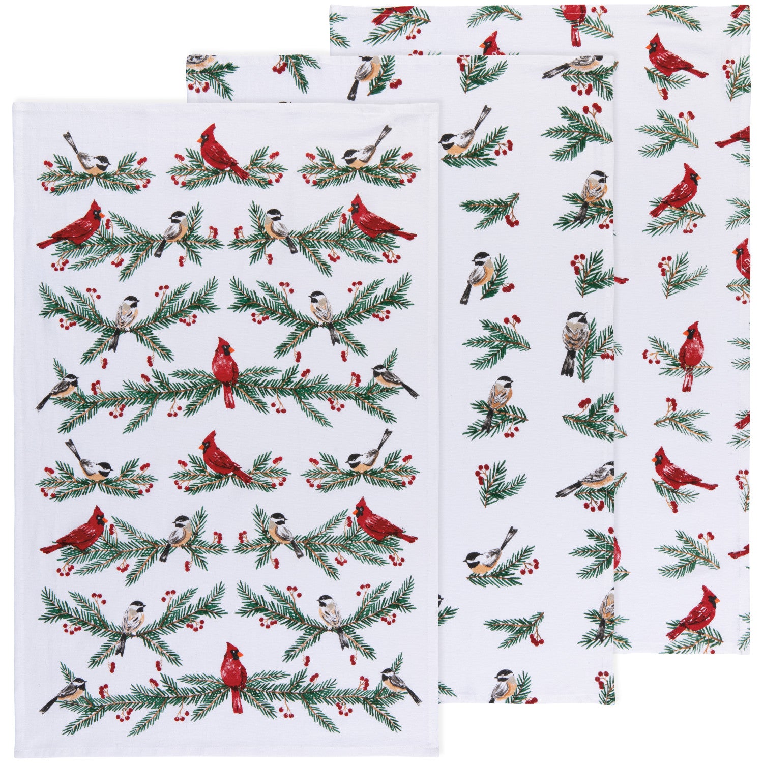 Birds & Boughs Christmas Floursack Towels Set 3