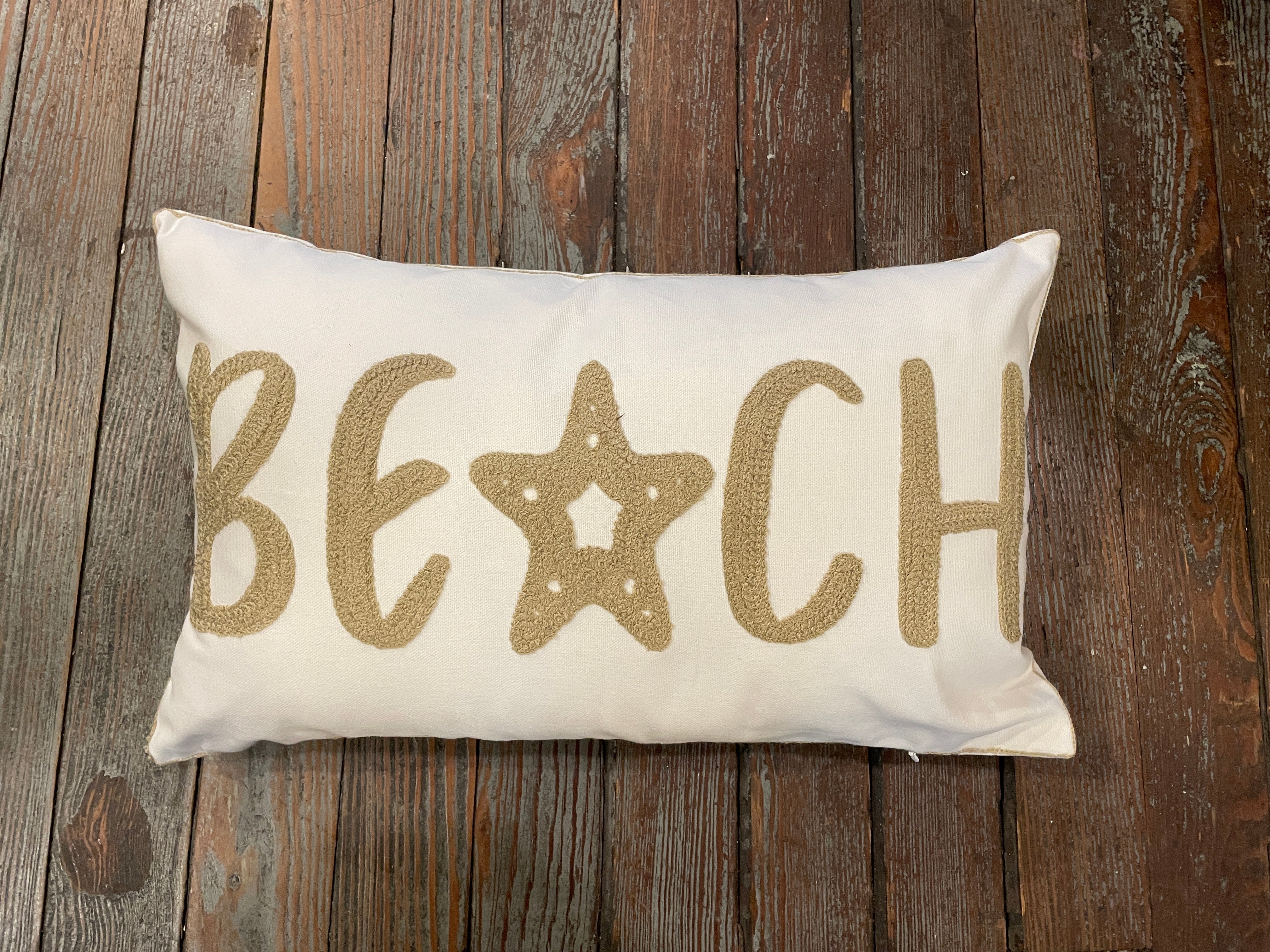Embroidered Beach Pillow